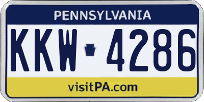 PA license plate KKW4286
