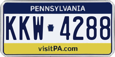 PA license plate KKW4288
