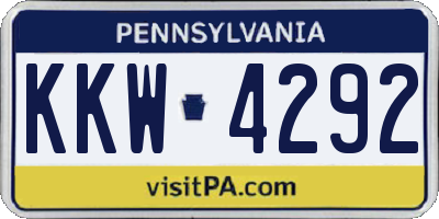 PA license plate KKW4292