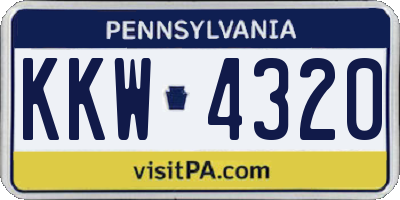PA license plate KKW4320