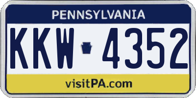 PA license plate KKW4352