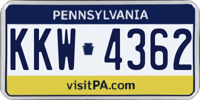 PA license plate KKW4362