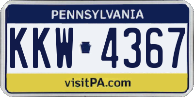 PA license plate KKW4367