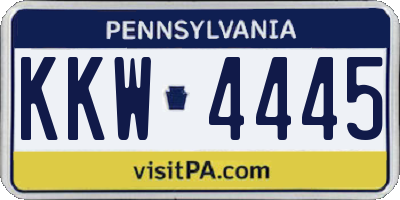 PA license plate KKW4445
