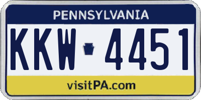 PA license plate KKW4451