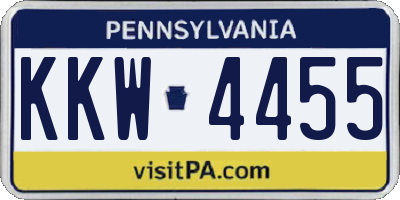 PA license plate KKW4455