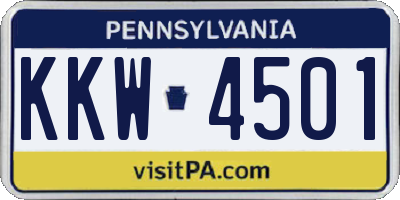 PA license plate KKW4501