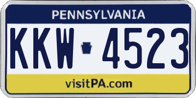PA license plate KKW4523