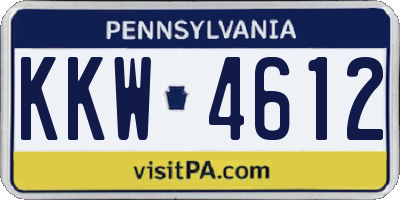 PA license plate KKW4612