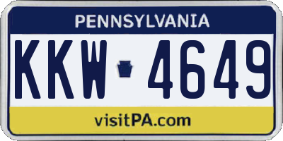 PA license plate KKW4649