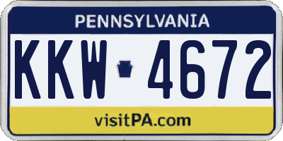 PA license plate KKW4672