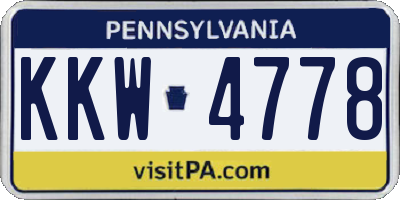 PA license plate KKW4778