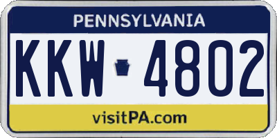 PA license plate KKW4802