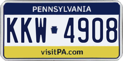 PA license plate KKW4908