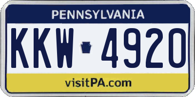 PA license plate KKW4920