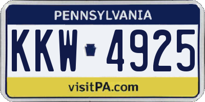 PA license plate KKW4925