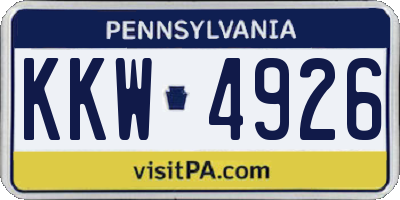 PA license plate KKW4926
