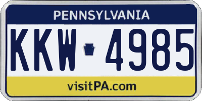 PA license plate KKW4985