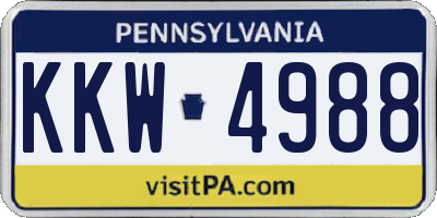 PA license plate KKW4988