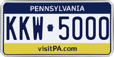 PA license plate KKW5000