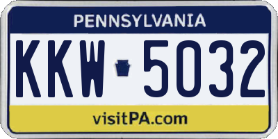 PA license plate KKW5032
