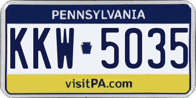 PA license plate KKW5035