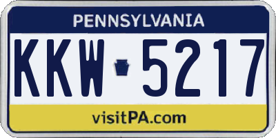 PA license plate KKW5217