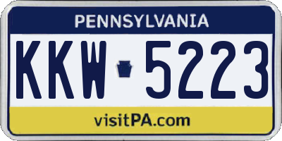 PA license plate KKW5223