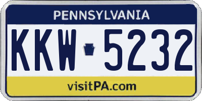 PA license plate KKW5232