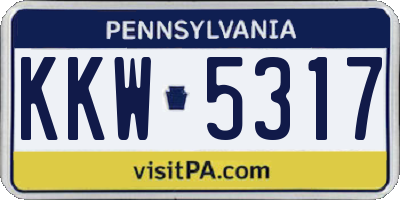 PA license plate KKW5317