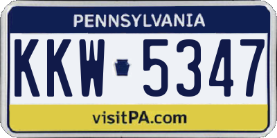 PA license plate KKW5347