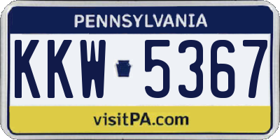 PA license plate KKW5367