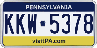 PA license plate KKW5378