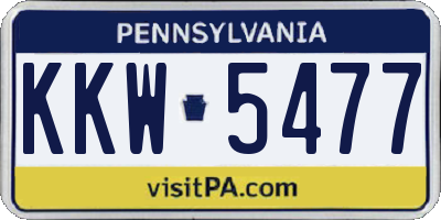 PA license plate KKW5477