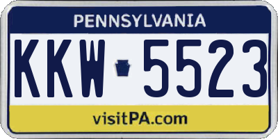 PA license plate KKW5523