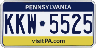 PA license plate KKW5525