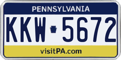 PA license plate KKW5672