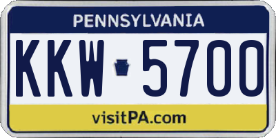 PA license plate KKW5700