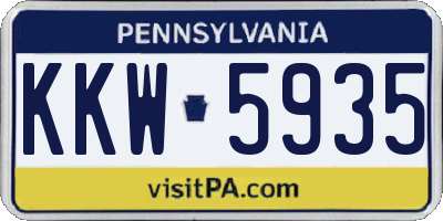 PA license plate KKW5935