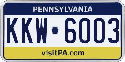 PA license plate KKW6003