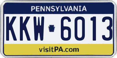 PA license plate KKW6013