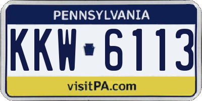 PA license plate KKW6113