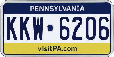 PA license plate KKW6206