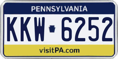 PA license plate KKW6252