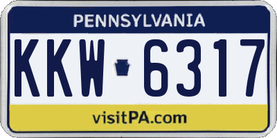 PA license plate KKW6317