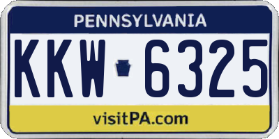 PA license plate KKW6325