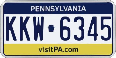 PA license plate KKW6345