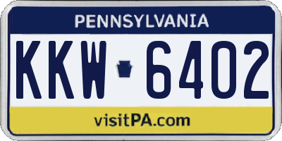 PA license plate KKW6402