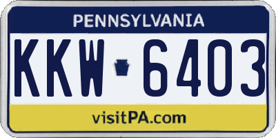 PA license plate KKW6403
