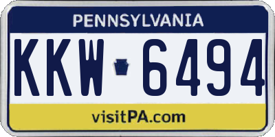 PA license plate KKW6494